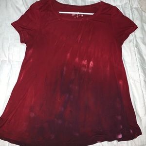 Red slightly tie dyed long blouse
